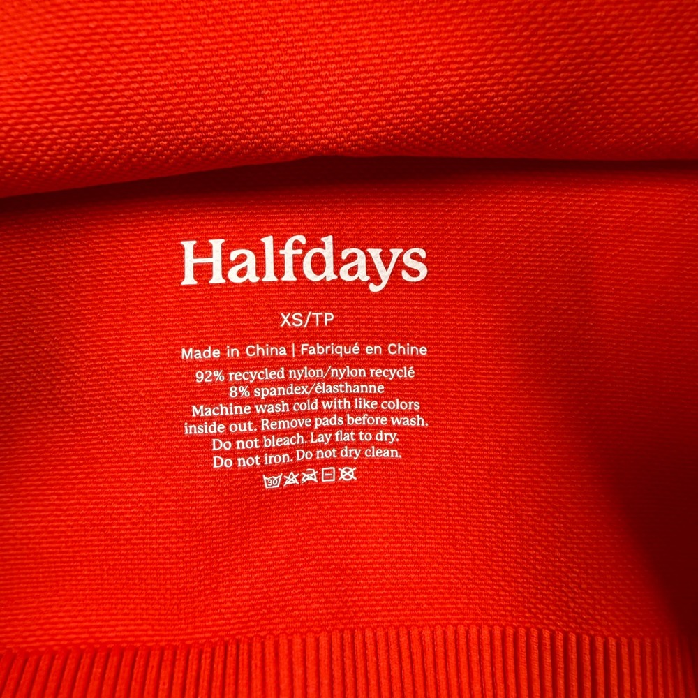 Halfdays Womens XS Paradis Seamless Bra Top Orange Red Ribbed Longline Yoga - Picture 5 of 7